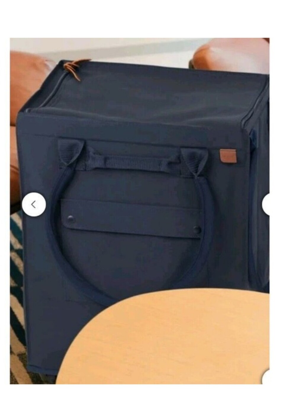 CleverMade Foldable Tote Bag on Wheels 14" Lx18"Wx24"H Soft Grip Navy - Picture 2 of 10